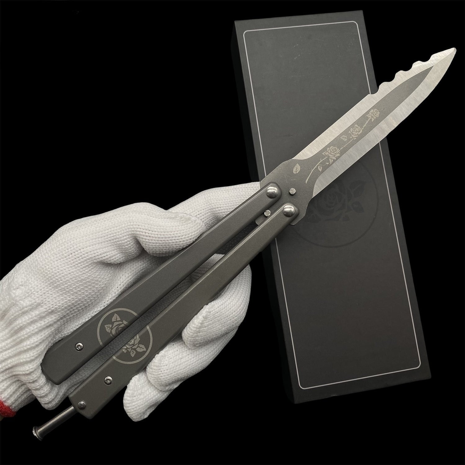 Black Rose Butterfly Knife